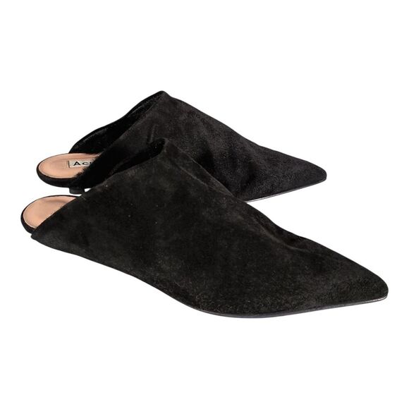 Acne Studios Slides Mules Pointed Toe Kitten Heel Fur Lined Suede Black 35/US 5 - Picture 1 of 11